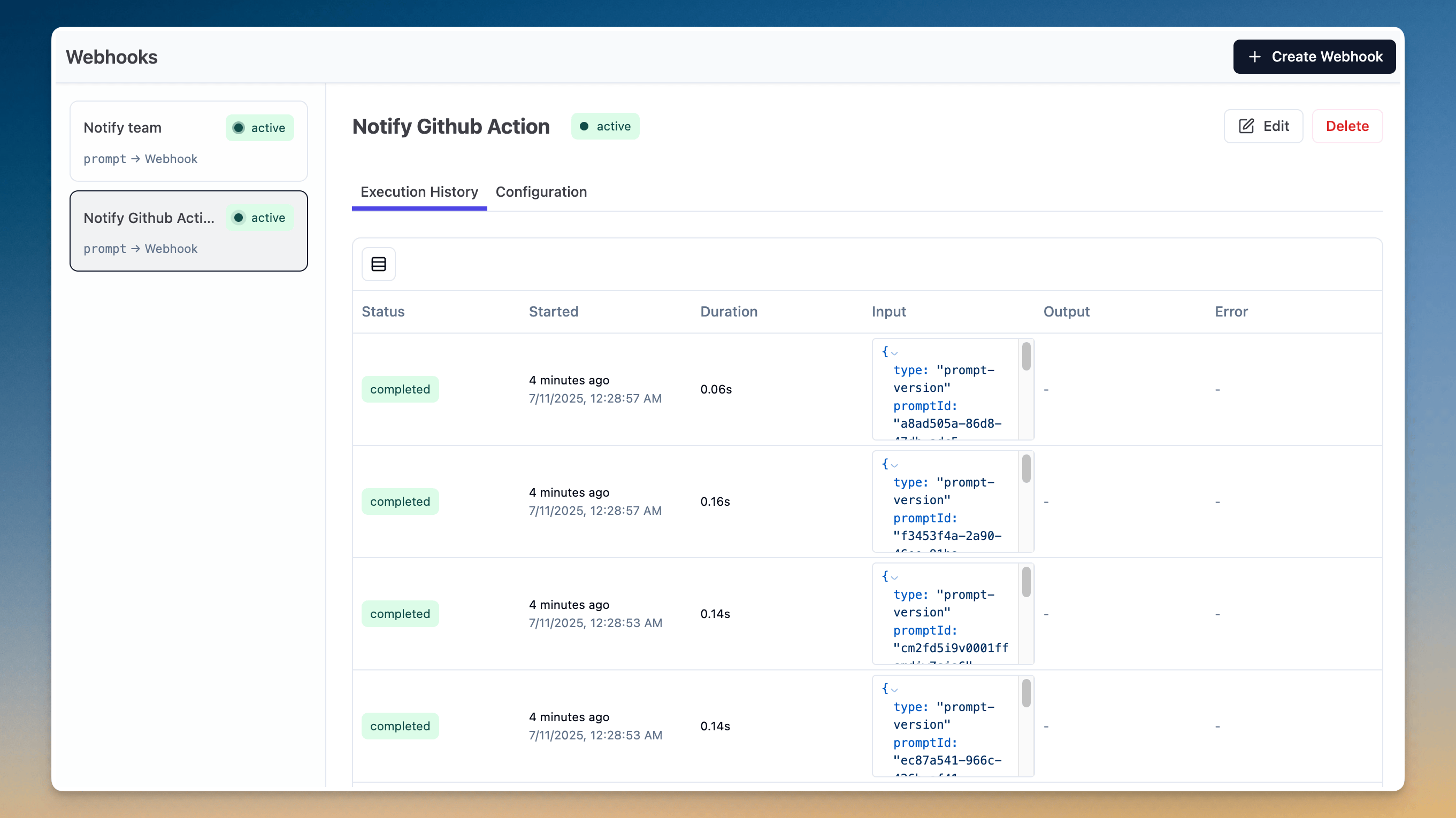 Webhooks for Prompt Changes